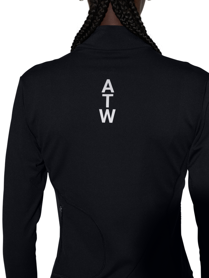 HALO WOMENS TRAINING ZIP SHIRT, BLACK, model