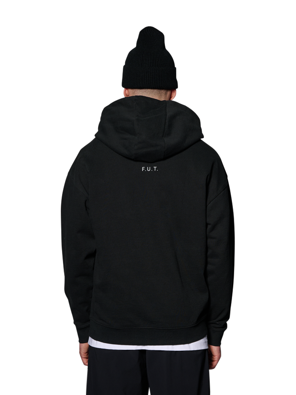 HALO ESSENTIAL HOODIE, BLACK, model