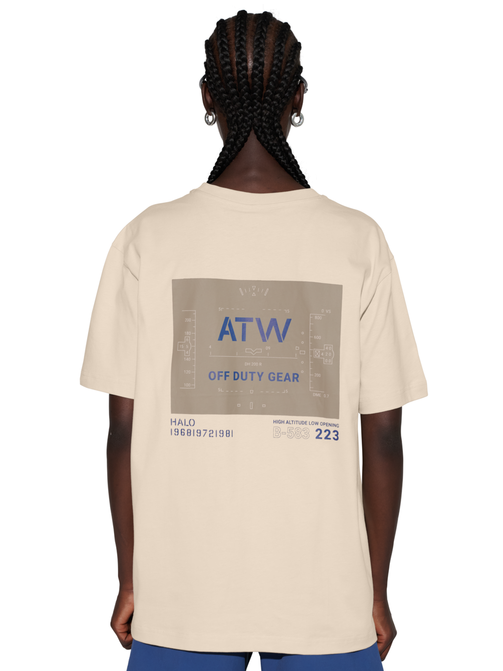 HALO B-583 T-SHIRT, OYSTER GRAY, model
