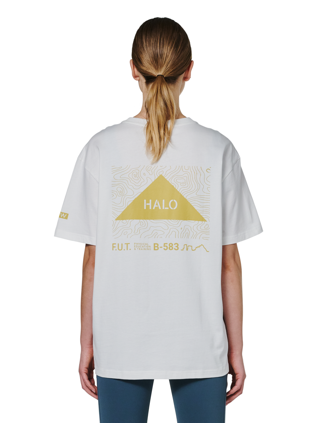 HALO GRAPHIC T-SHIRT, MARSHMALLOW/WARM OLIVE, model