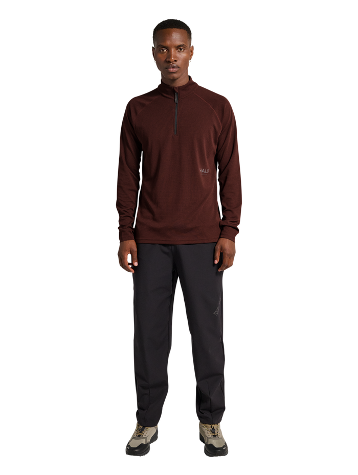 HALO SORONA HALF ZIP, BITTER CHOCOLATE, model