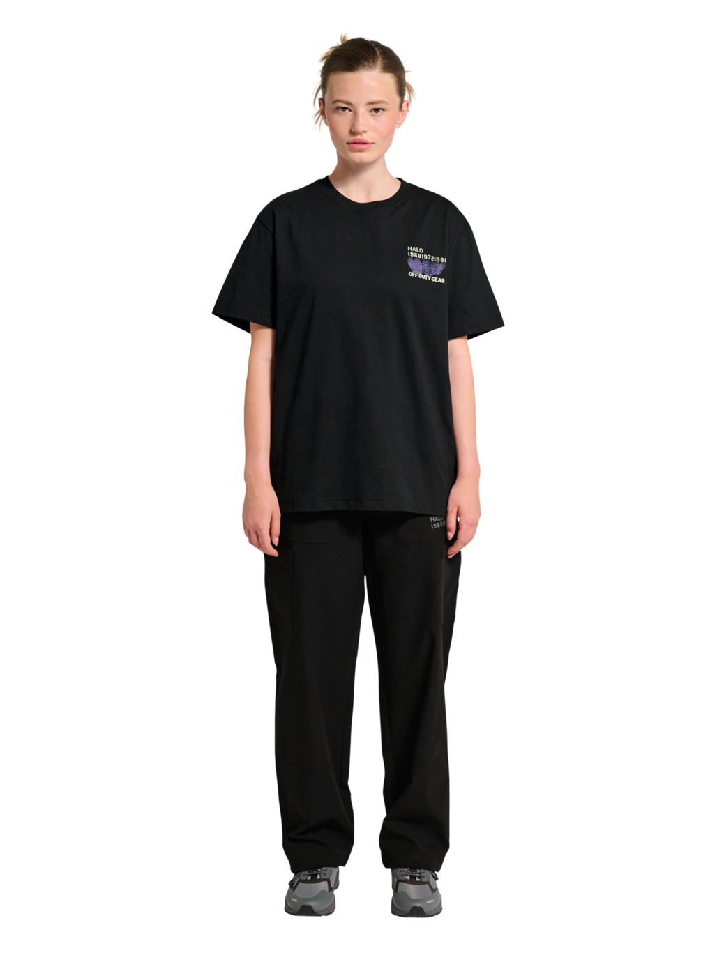 HALO GRAPHIC T-SHIRT, BLACK/FOG GREEN, model