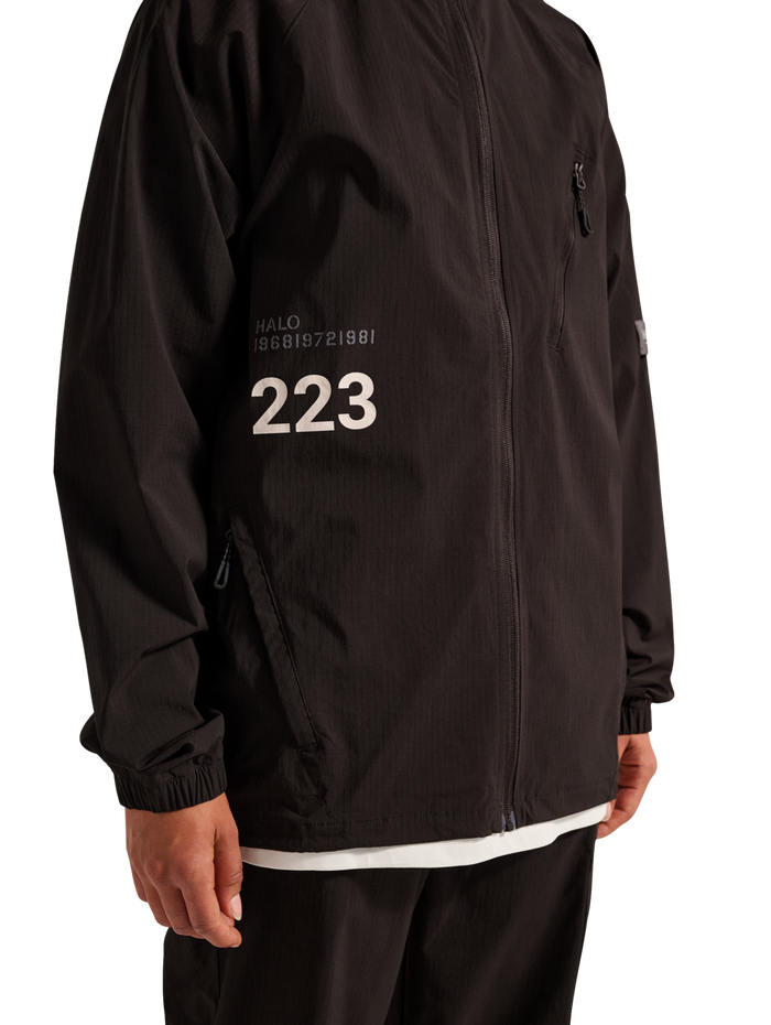 HALO STEEL JACKET, CHOCOLATE TORTE, model