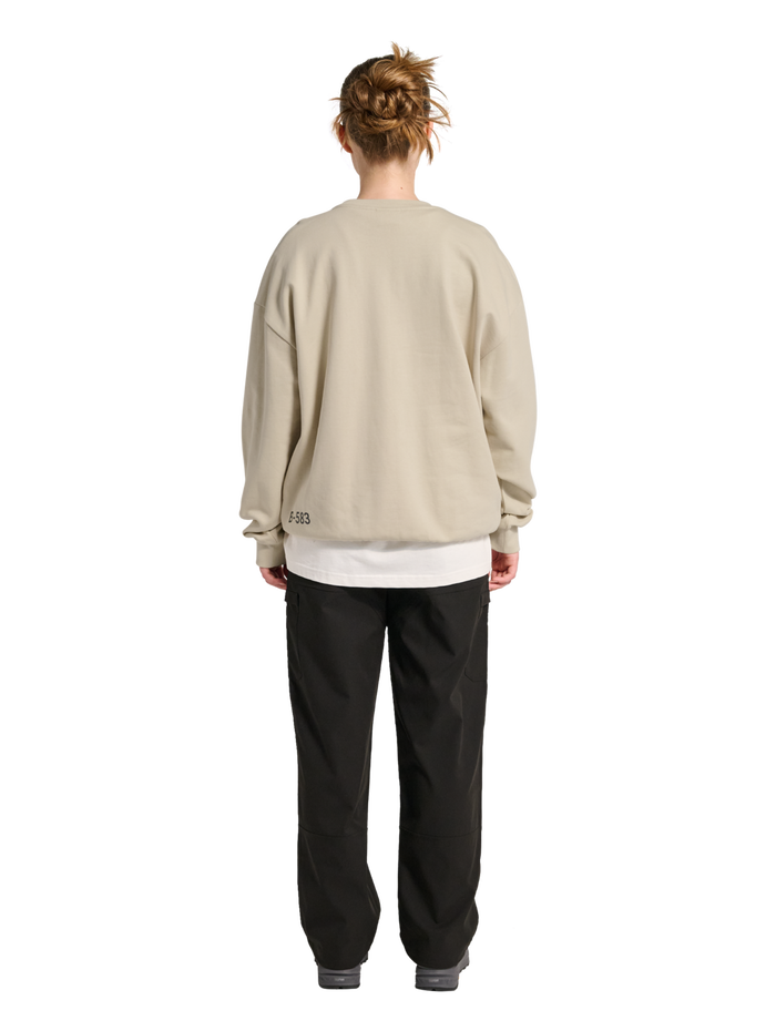 HALO GRAPHIC BOXY CREW, OYSTER GRAY, model