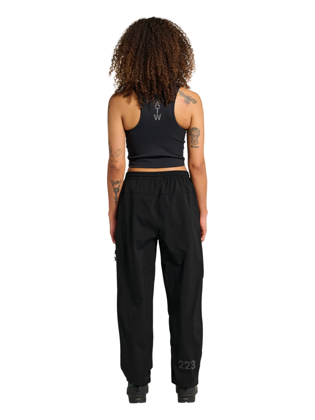 HALO STEEL RELAXED PANTS, BLACK, model