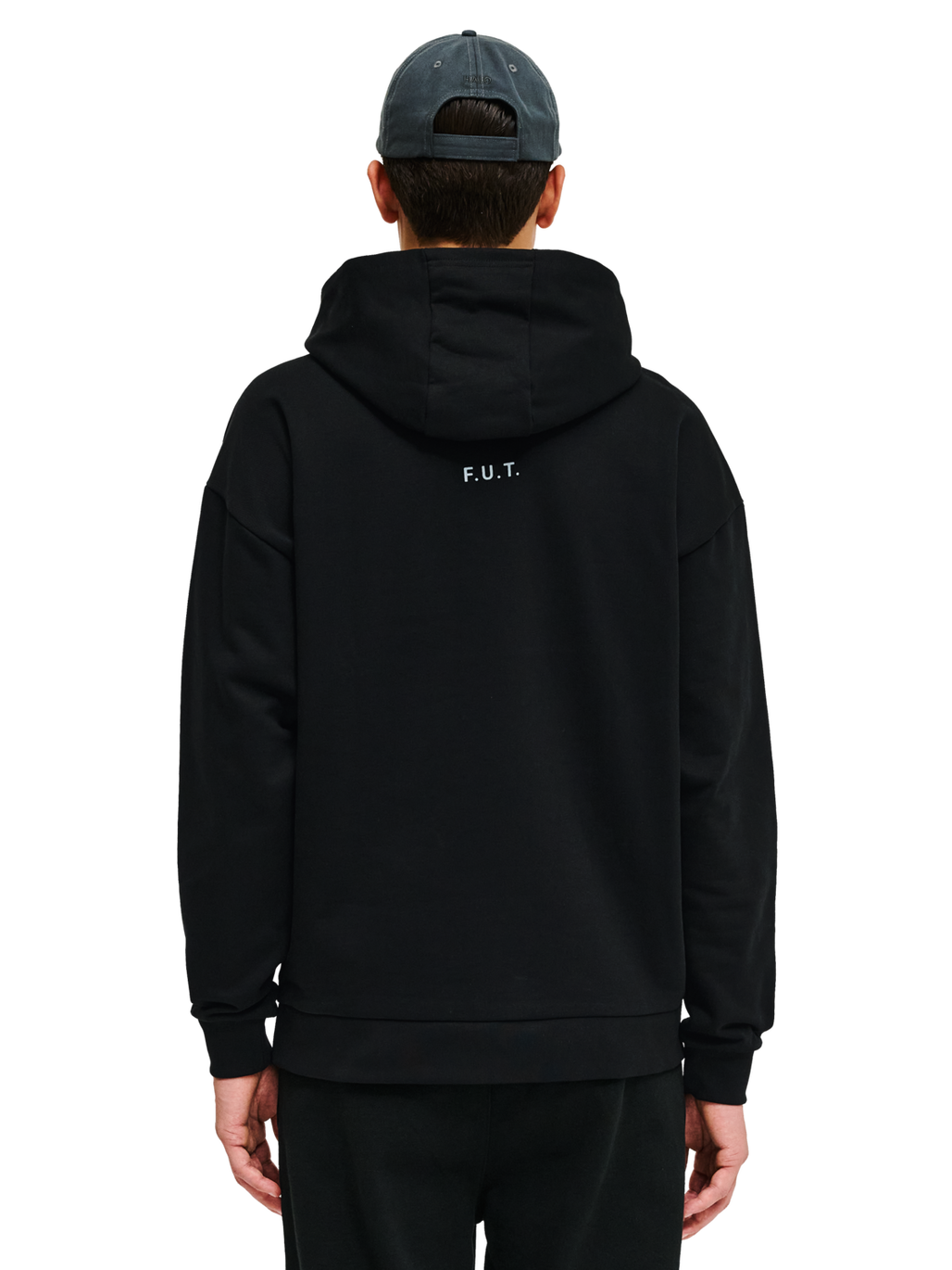 HALO ESSENTIAL HOODIE, BLACK, model