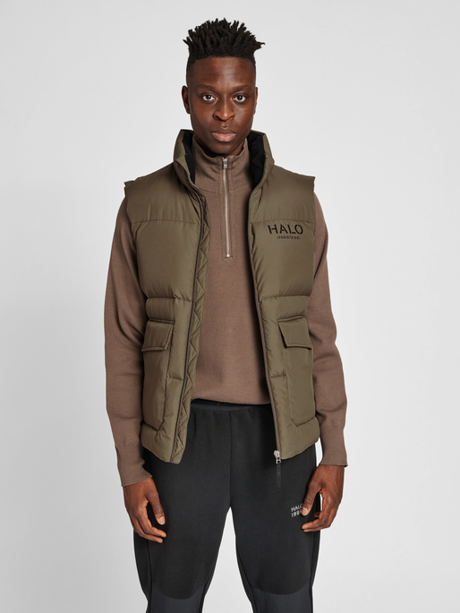 HALO DOWN VEST, MAJOR BROWN, model