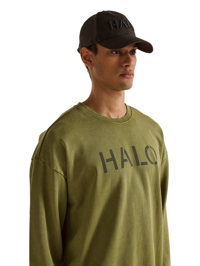 HALO UNIFORM BOXY CREW, OLIVE DRAB, model