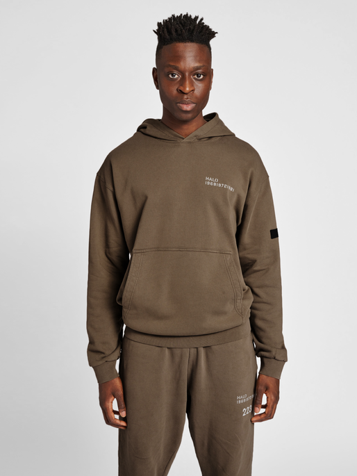 HALO COTTON HOODIE, MAJOR BROWN, model