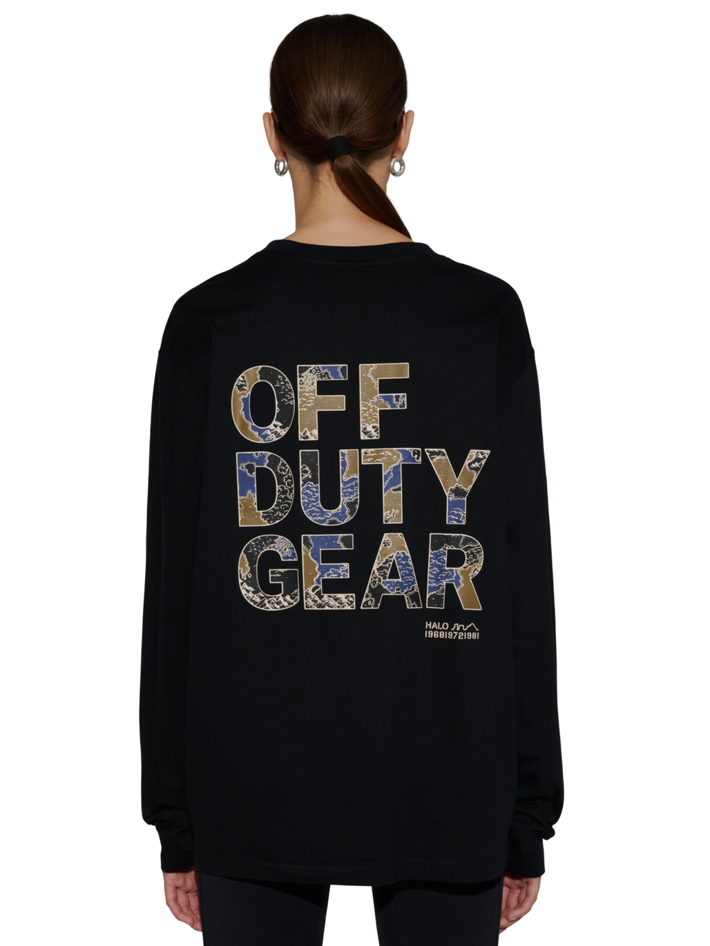 HALO GRAPHIC L/S T-SHIRT 01, BLACK, model