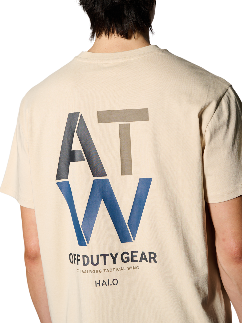 HALO DUTY T-SHIRT, OYSTER GRAY, model