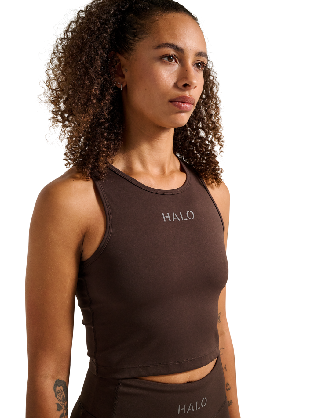 HALO WOMEN TRAINING TOP, CHOCOLATE TORTE, model