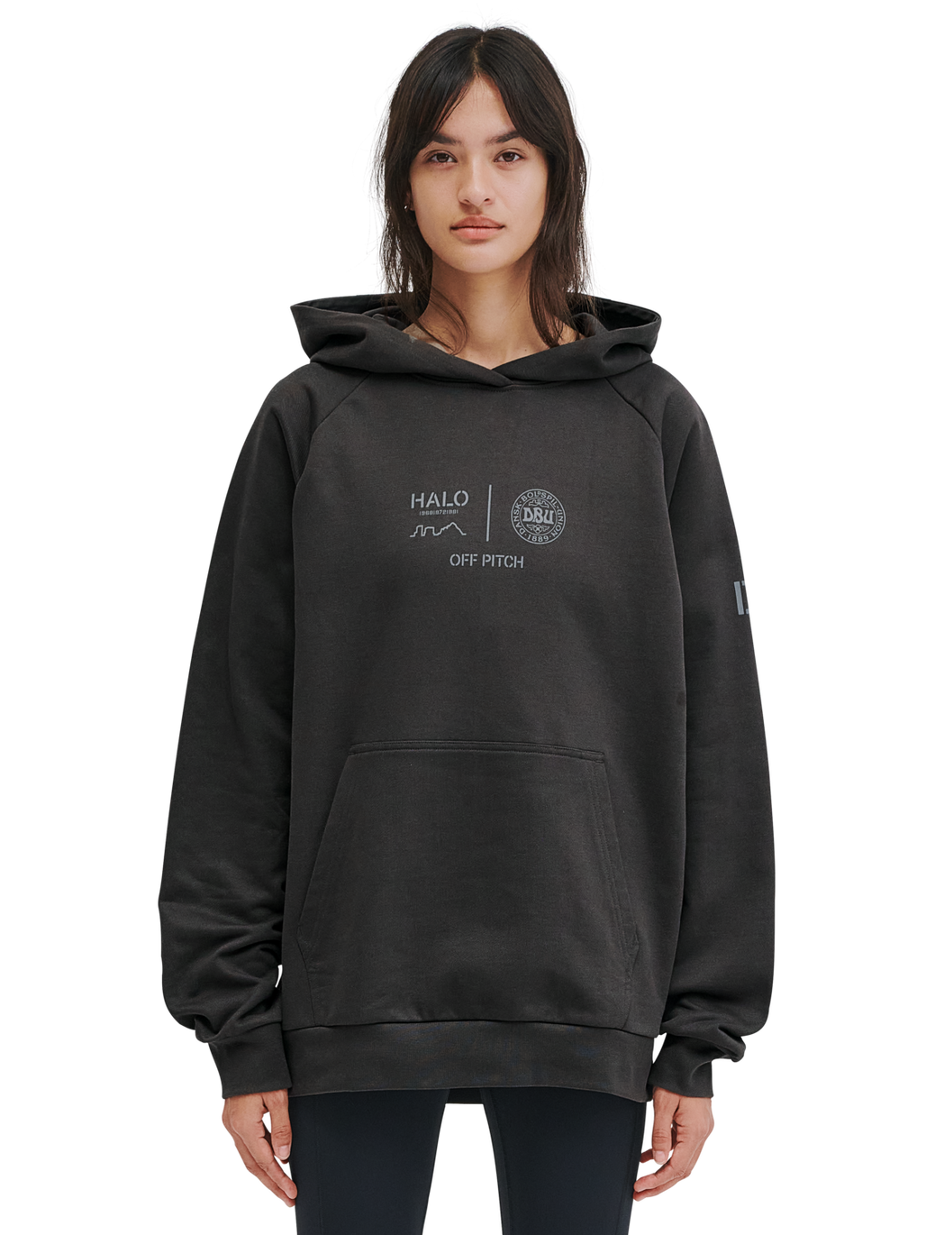 HALO DBU GRAPHIC HOODIE, RAVEN, model