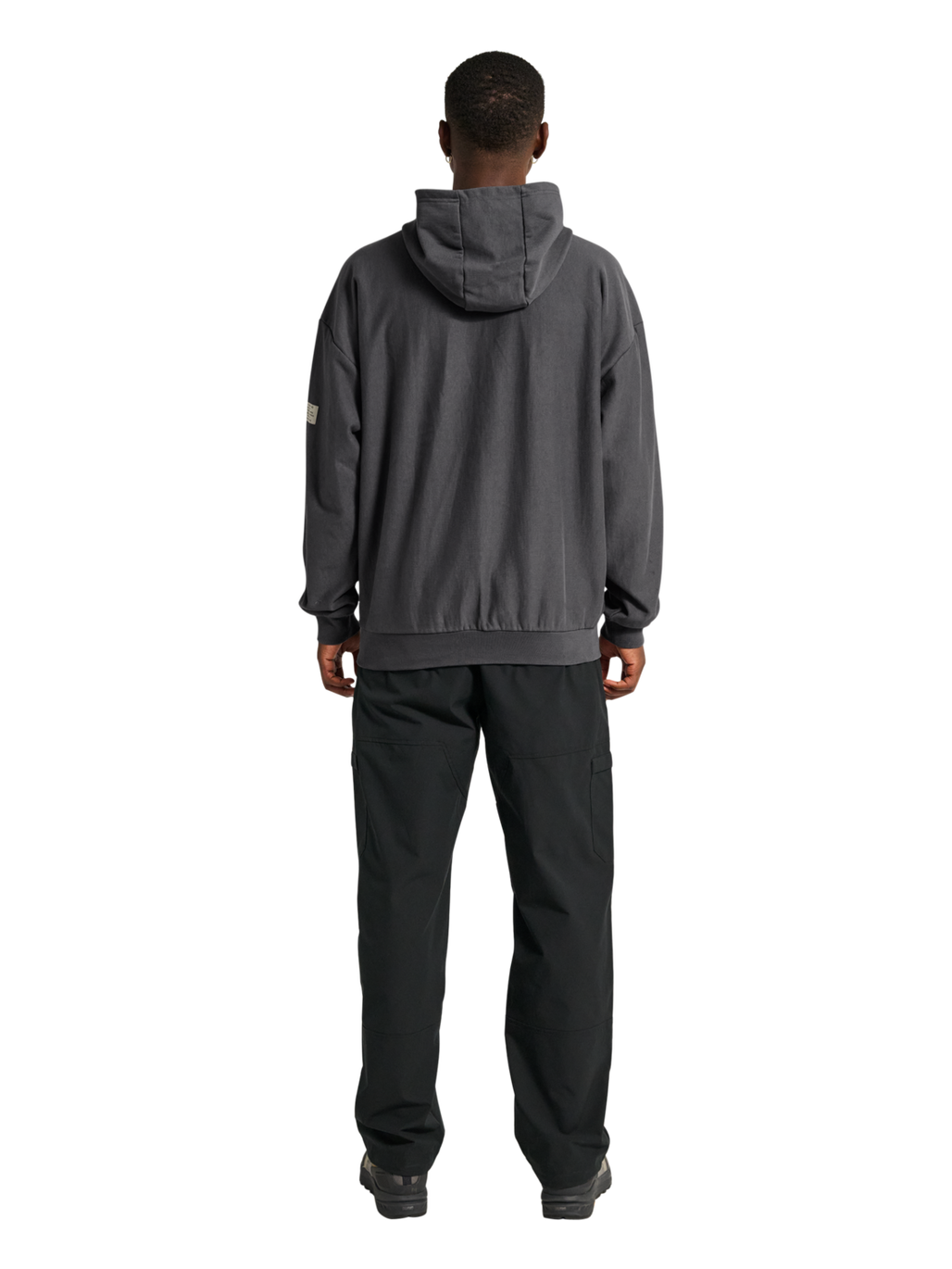 HALO REVERSE BOXY HOODIE, ASPHALT, model