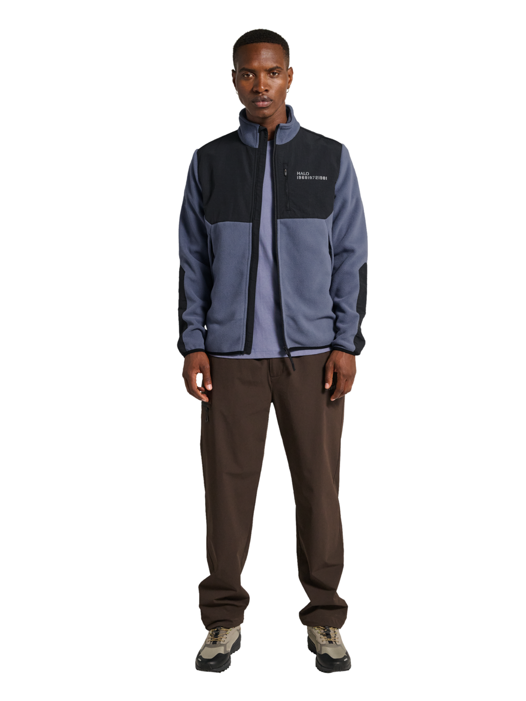 HALO BLOCKED ZIP FLEECE, GRISAILLE, model