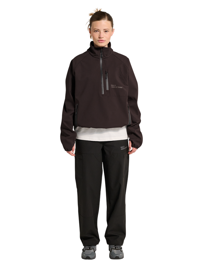 HALO ELITE SOFTSHELL HALF ZIP, CHOCOLATE TORTE, model