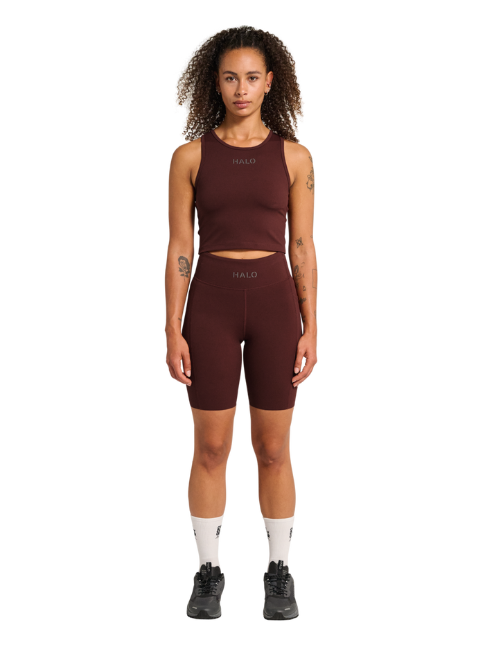 HALO WOMEN TRAINING SPRINTERS, BITTER CHOCOLATE, model