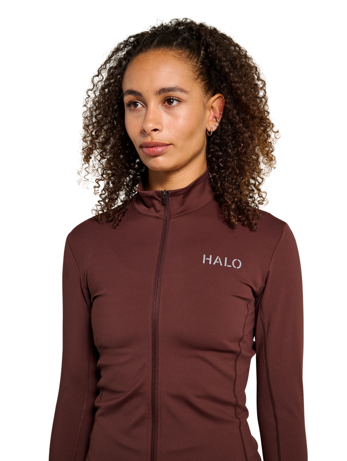 HALO WOMEN FULL ZIP 2.0, BITTER CHOCOLATE, model