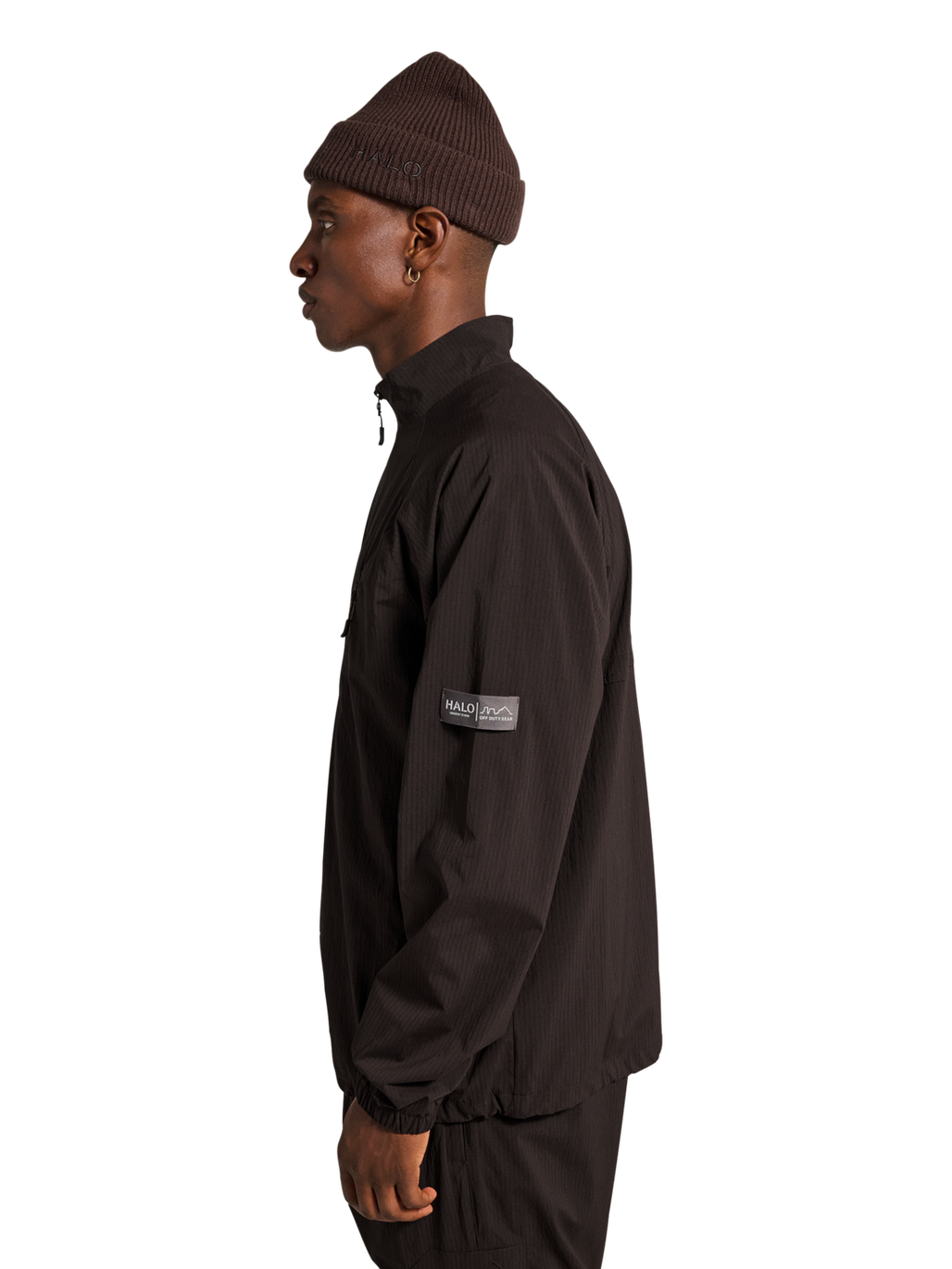 HALO STEEL JACKET, CHOCOLATE TORTE, model