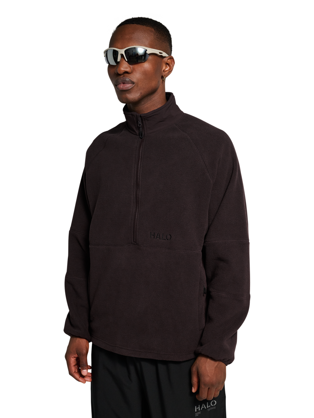 HALO TEDDYFLEECE PULLOVER, CHOCOLATE TORTE, model