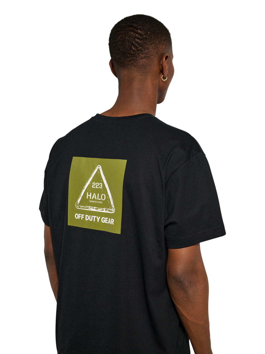 HALO GRAPHIC T-SHIRT, BLACK/OLIVE DRAB, model
