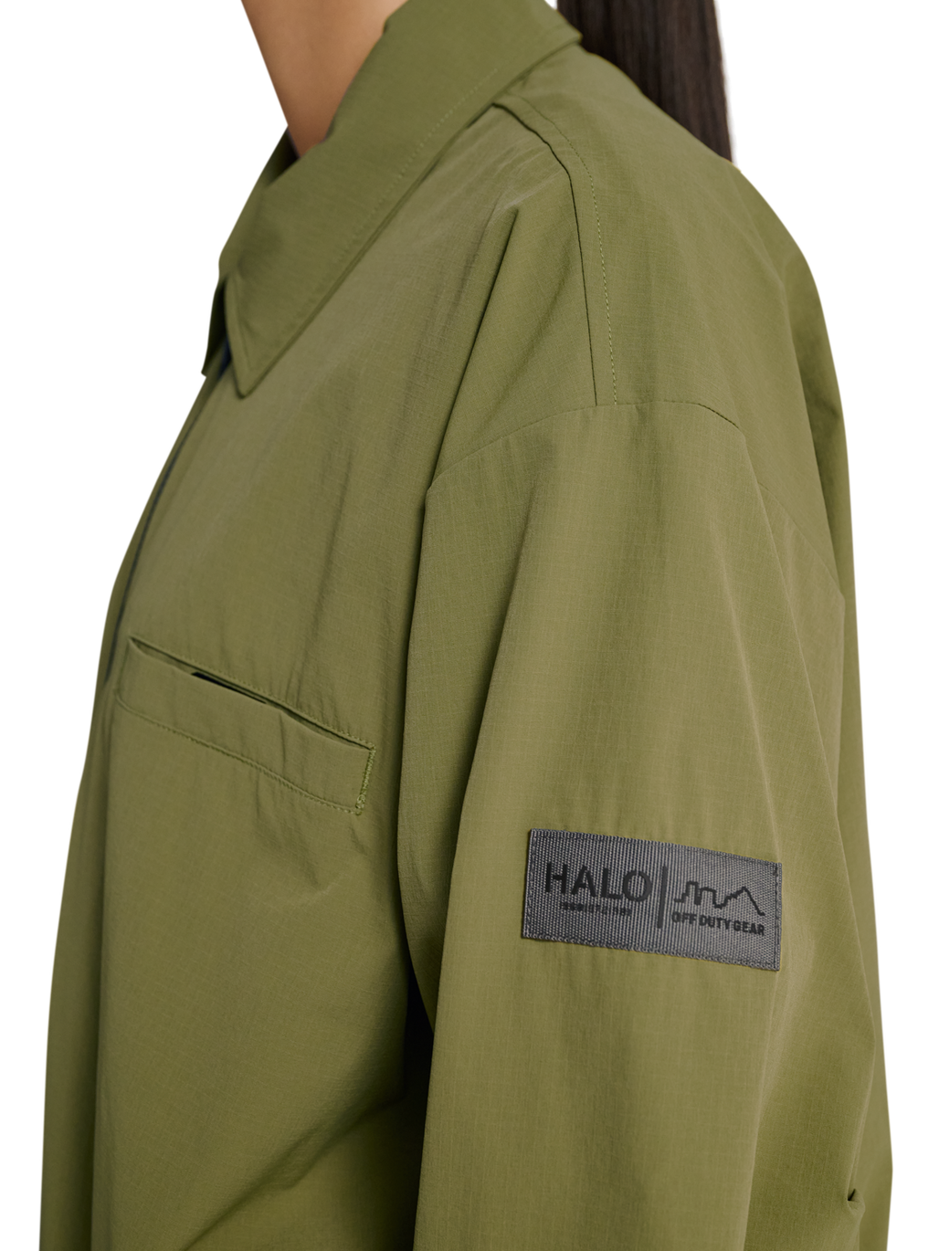 HALO MOVE OVERSHIRT, OLIVE DRAB, model