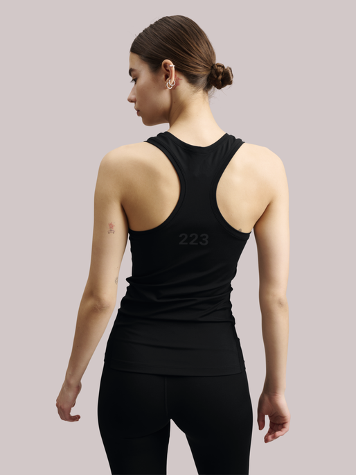 HALO WOMENS RACERBACK TANK, BLACK, model