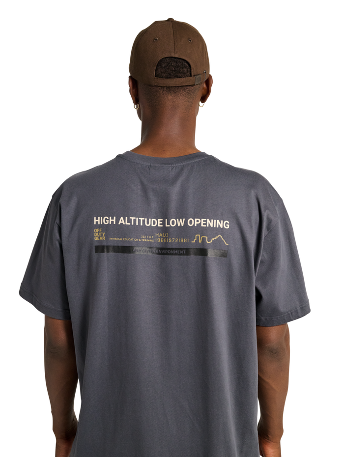 HALO GRAPHIC T-SHIRT, ASPHALT/ASPHALT, model