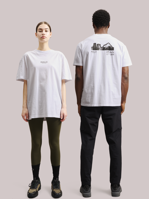 HALO OFF DUTY T-SHIRT, WHITE, model