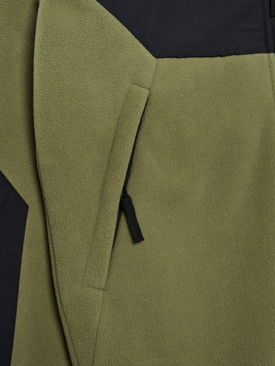 HALO BLOCKED ZIP FLEECE, OLIVE DRAB, packshot