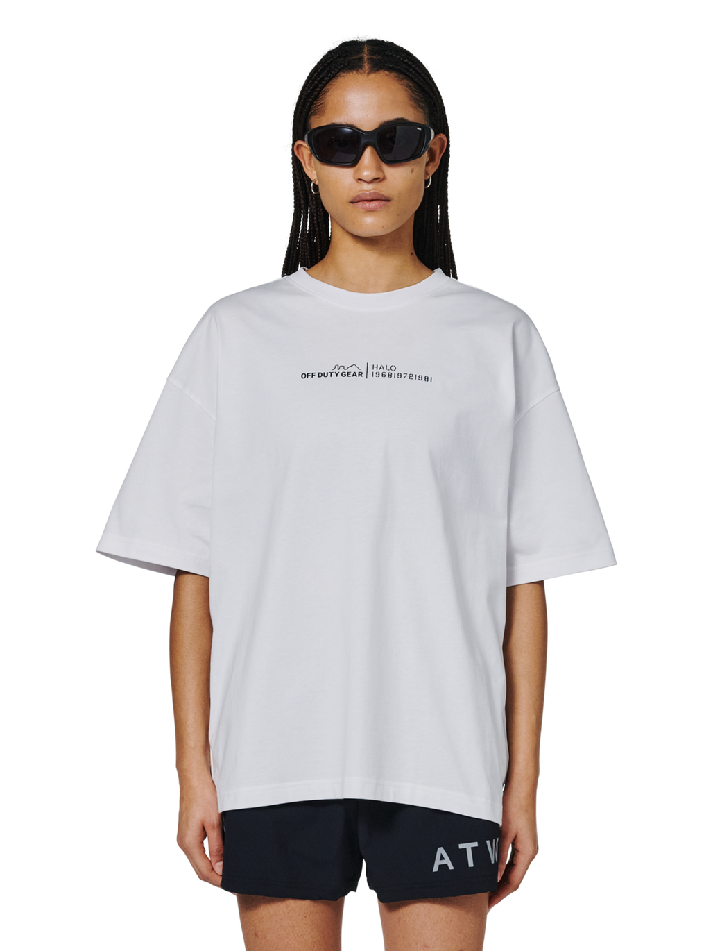 HALO GRAPHIC BOXY T-SHIRT, BRIGHT WHITE, model