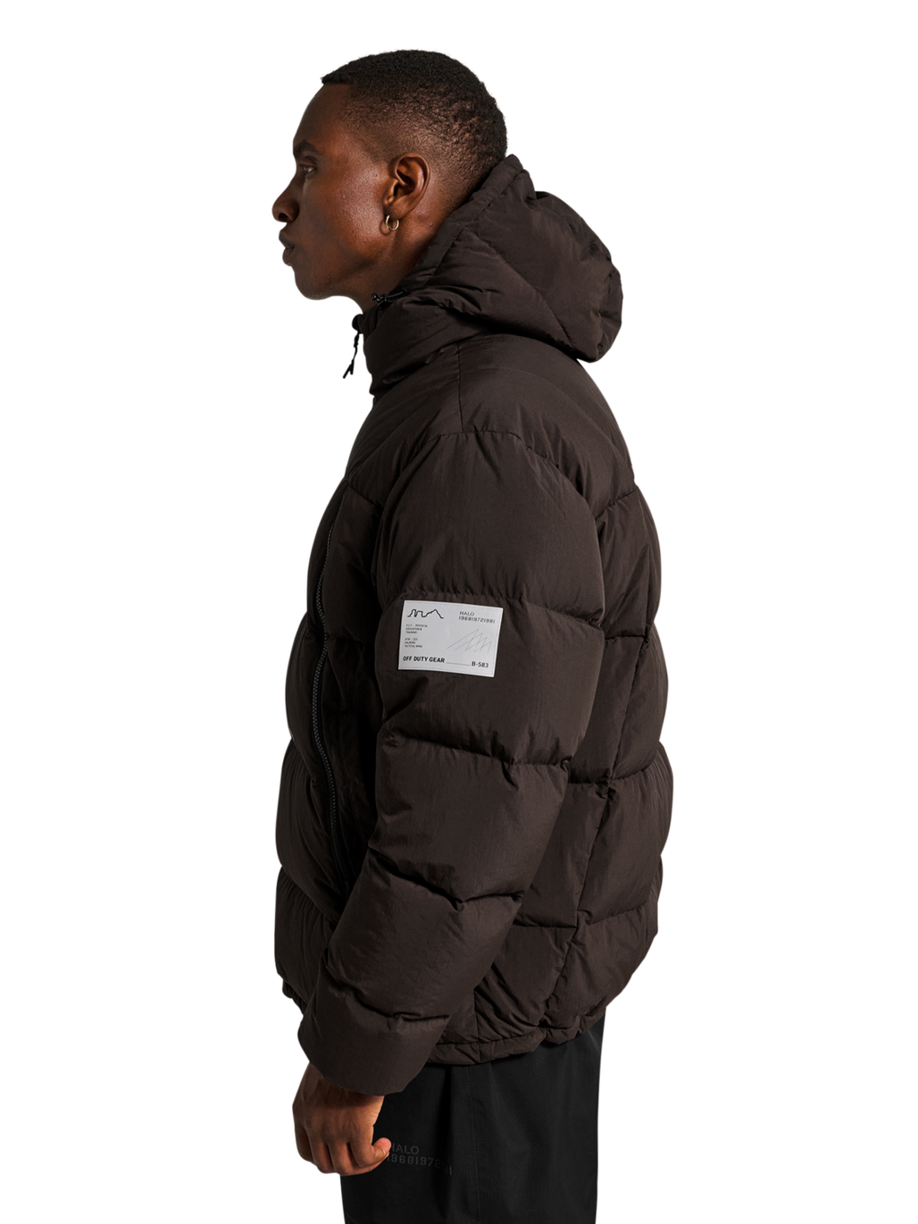 HALO MAVERICK DOWN JACKET, CHOCOLATE TORTE, model