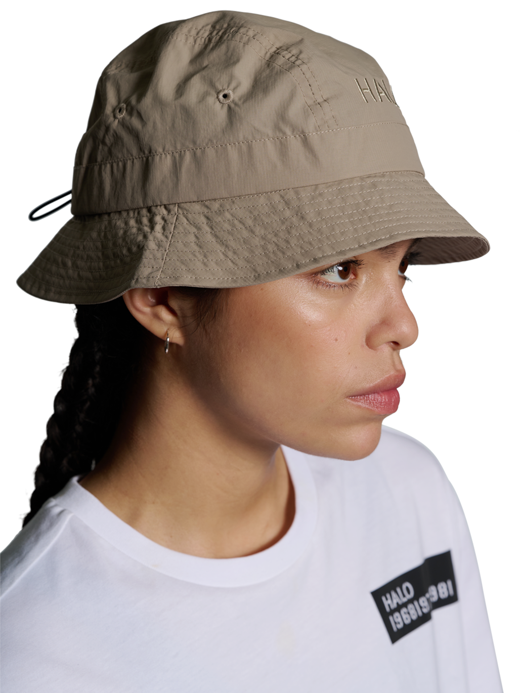 HALO BUCKET HAT NYLON, CHINCHILLA, model