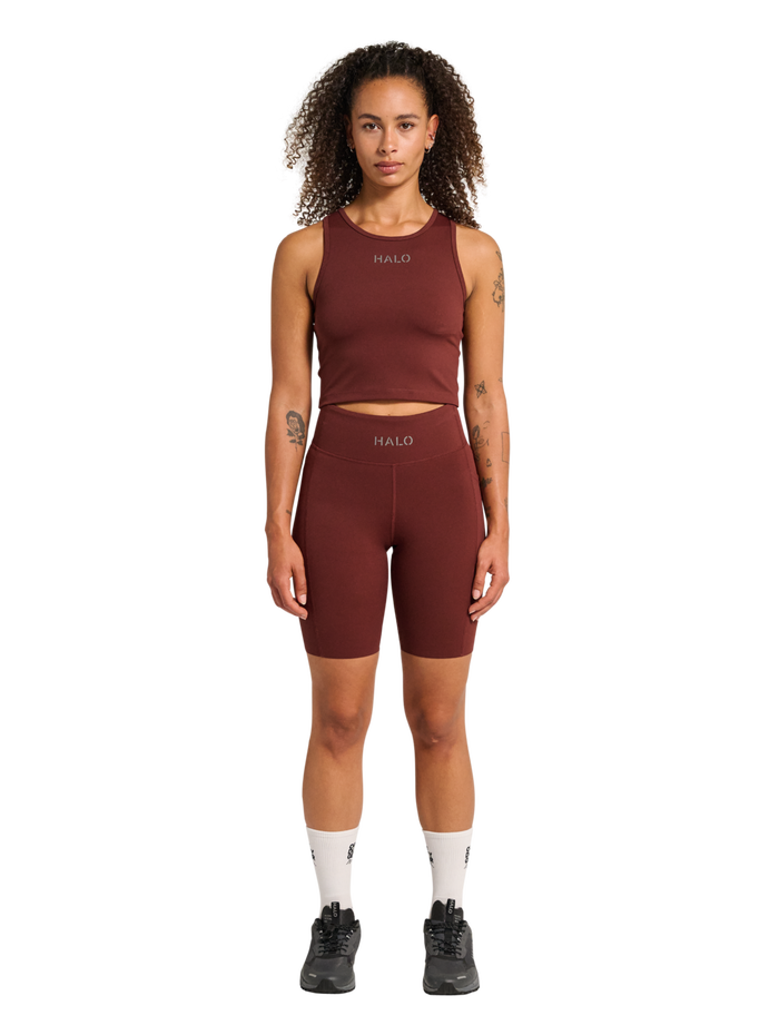 HALO WOMEN TRAINING SPRINTERS, BITTER CHOCOLATE, model